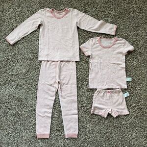 Girls Pink Striped Pajama Set – 4 Pieces